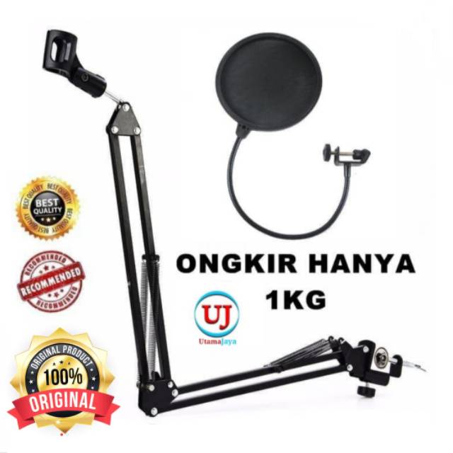 Paket Stand Mikrofon NB35 Pop Filter Shield
