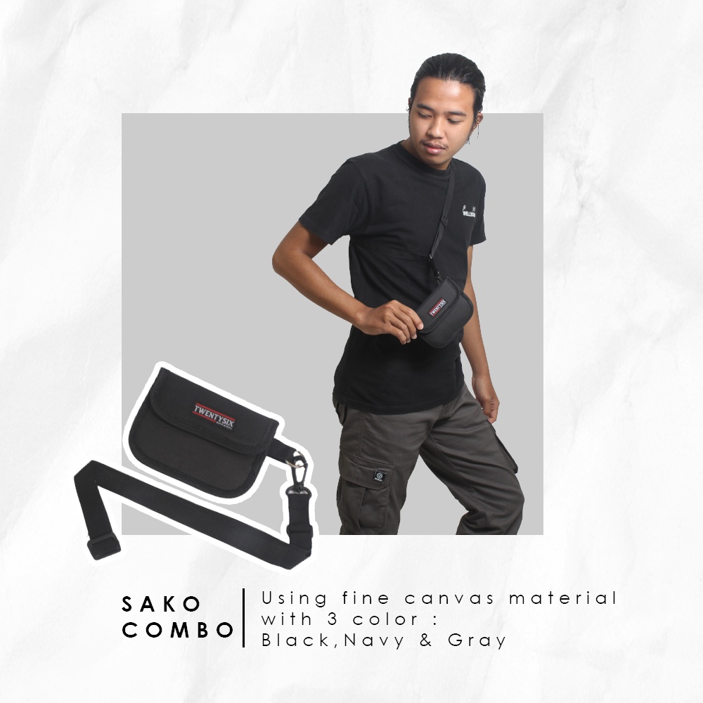 sako combo wanita pria dompet kartu distro premium walet canvas bukan marka bisa cod warna HITAM