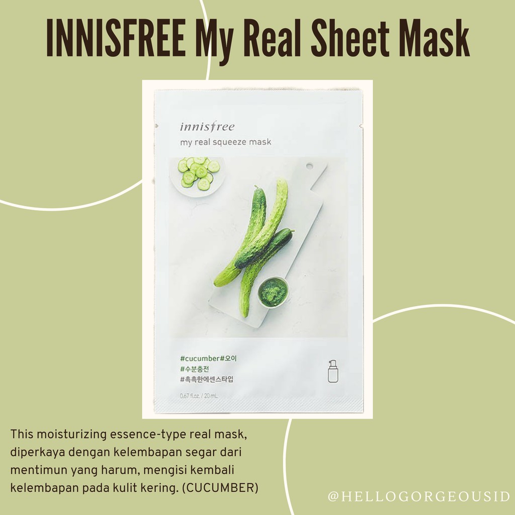 Jual INNISFREE My Real Squeeze Mask (CUCUMBER) Shopee Indonesia