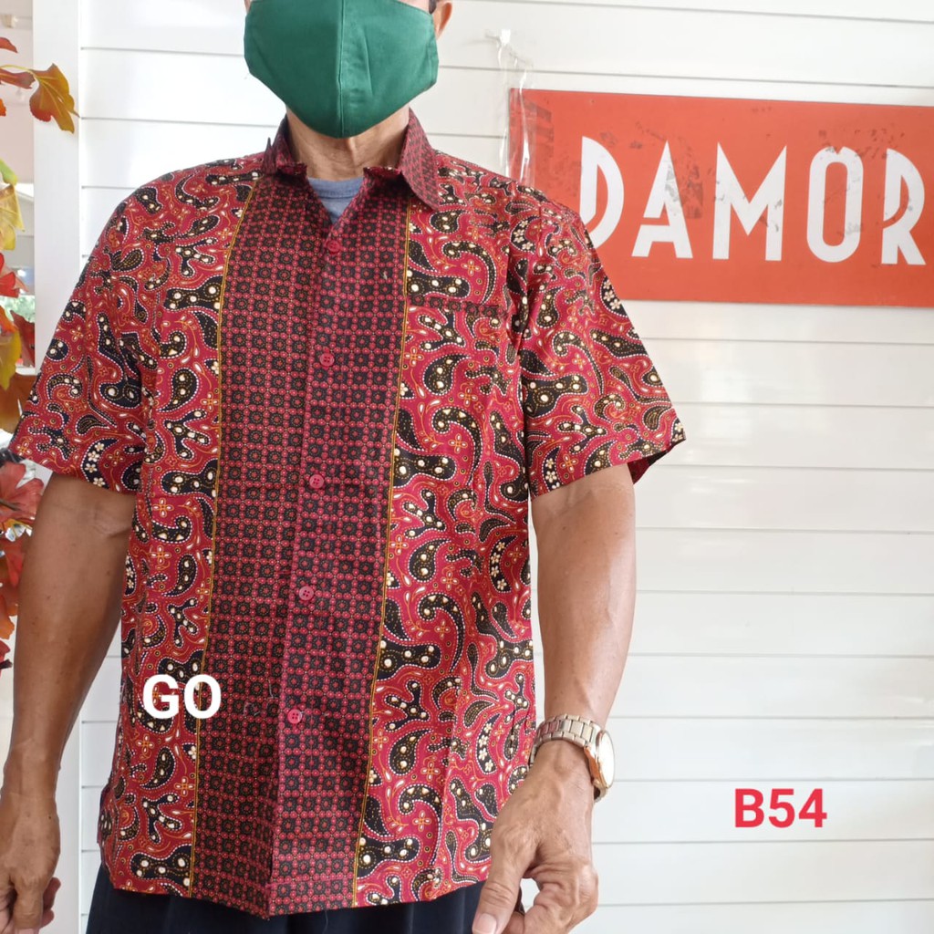 gof B DAMOR (CRESSIDA) KEMEJA BATIK Cowok Pakaian Pria Baju Batik Dewasa Lengan Pendek