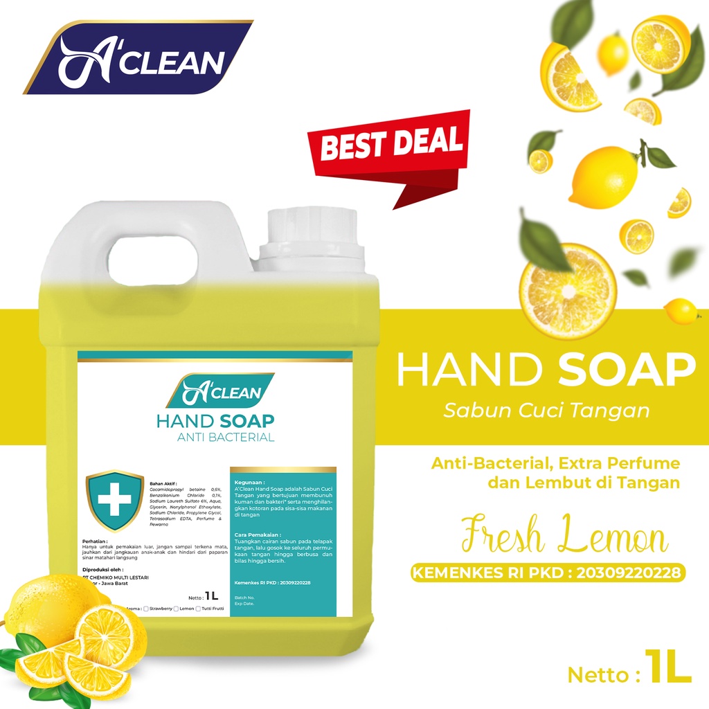 Sabun Cuci Tangan 1 Liter / HAND SOAP / HAND WASH Antiseptik Antibacterial Amorens [1 Liter]