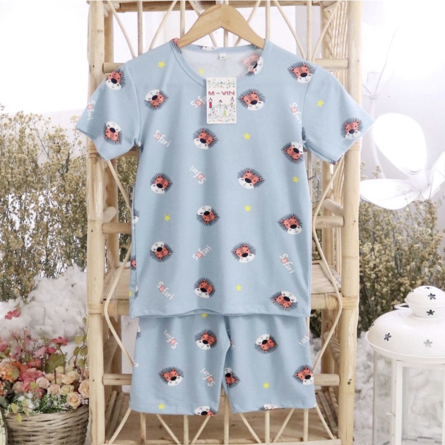 PAJAMAS ANAK 8THN KAOS KATUN IMPORT SET CELANA PENDEK MOTIF SIZE S-2XL