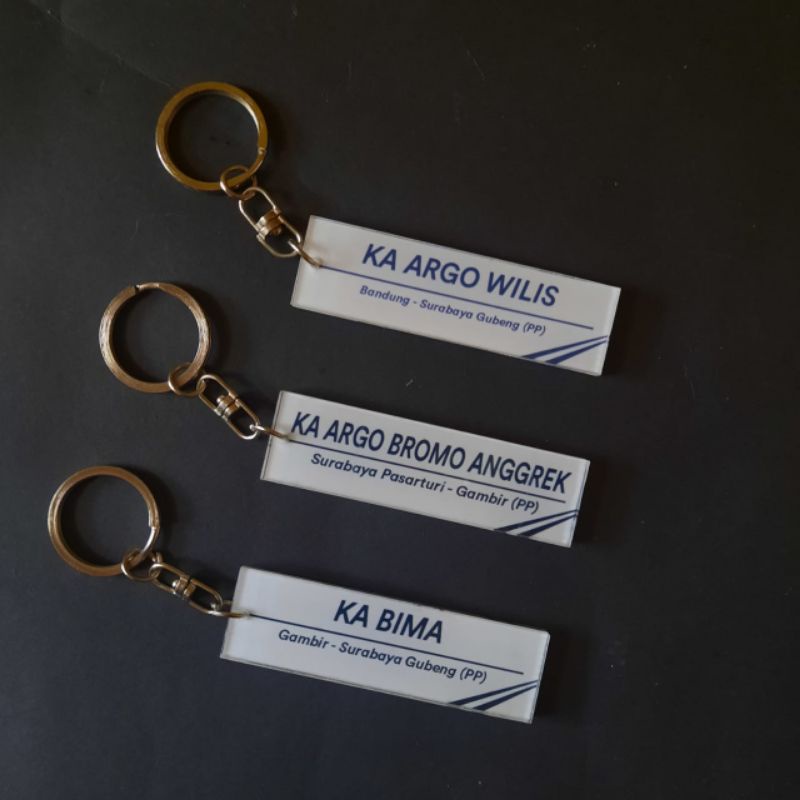 Gantungan Kunci Papan Nama Kereta Api