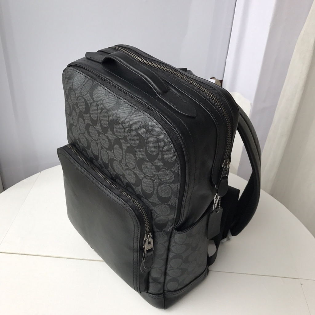 coc 38755 new men's double zipper backpack computer bag schoolbag   beibao