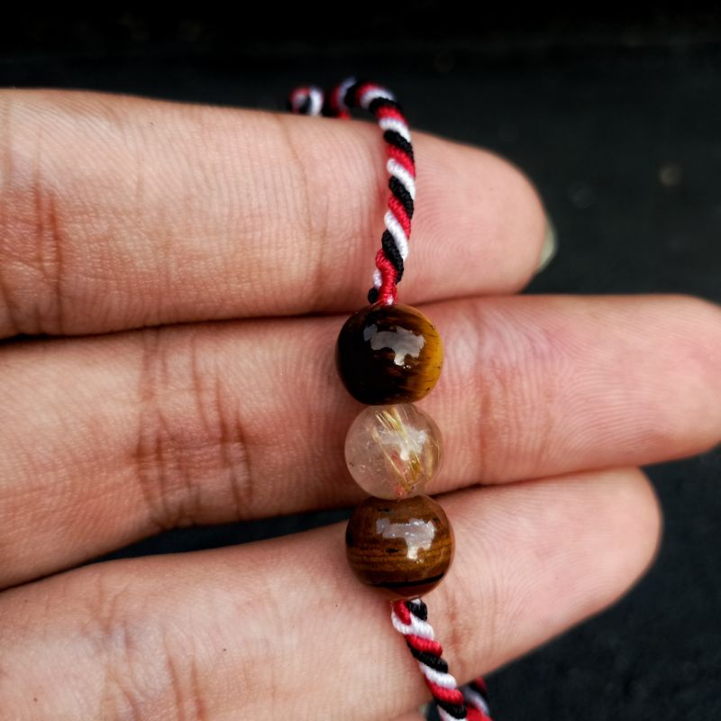 Gelang Tridatu Rambut Sedana &amp; Tiger Eye / Gelang Tridatu Custom / Gelang Rambut Sedana