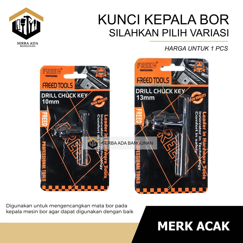 Kunci Kepala Mesin Bor 10mm 13mm - Kunci Bor 10 mm 13 mm Hitam - Key For Drill Chuck