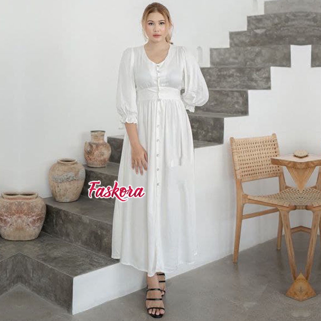 Long Dress Busui Friendly Polos Rayon Kancing Depan Venic