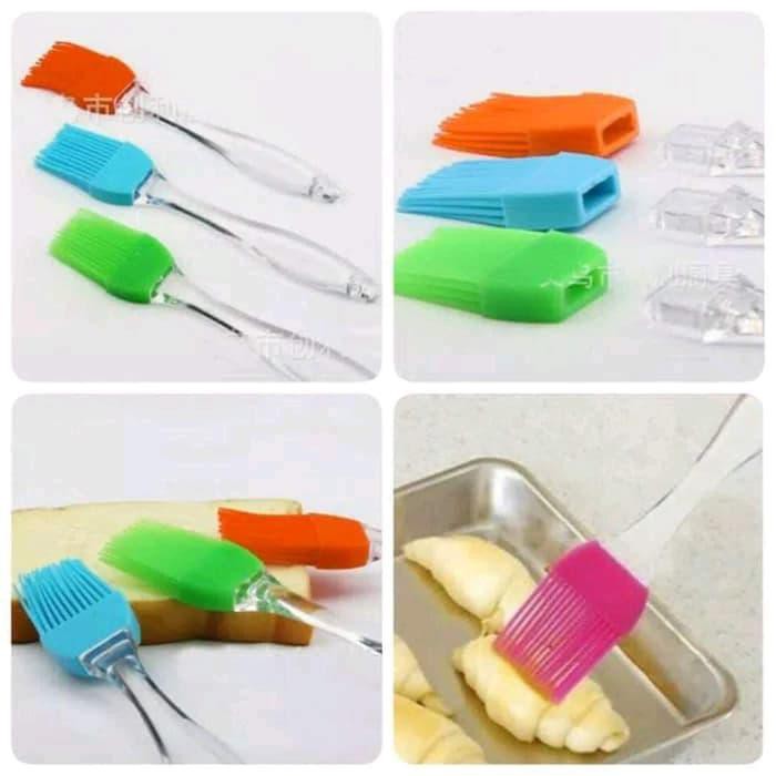

Kuas silikon 17.5cm / 7inch . Brush warna gagang transparant