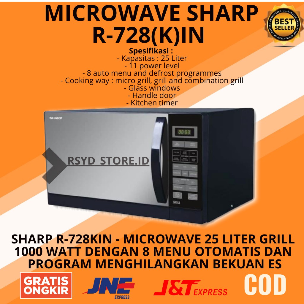 MICROWAVE MIKROWAVE GRILL SHARP R-728(K)IN PEMANAS PENGHANGAT MAKANAN