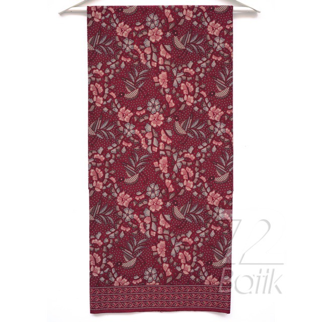 BAHAN BATIK PREMIUM Katun Motif Burung Kembang Warna Merah Maroon Maron Marun 727594 Cap 72 Jarik Jarit Samping Kebat Panjang Batik Katun Modern Premium Bahan Seragam Batik Pernikahan Kantor Keluarga Murah Kamen Jadi Batik Bali Lembaran