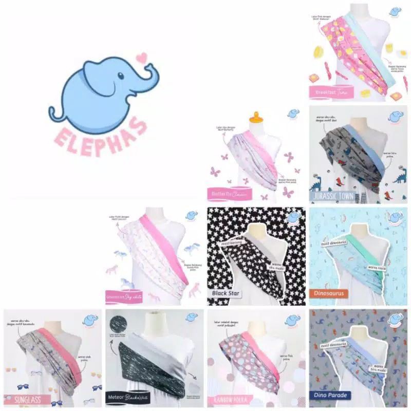 gendongan kaos geos elephas