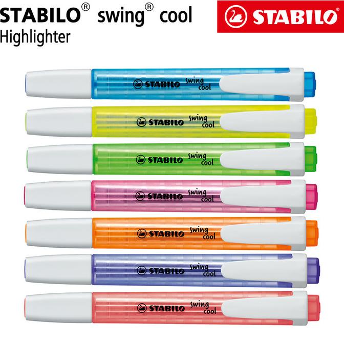 TERBARU STABILO SET 7 - Swing Cool Highlighter Biru Pink Kuning Ungu Merah/PULPEN GEL/PULPEN LUCU/PU