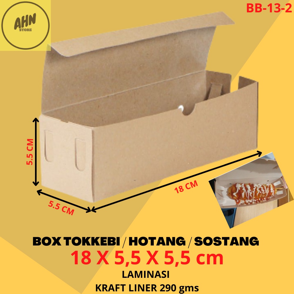 

KARDUS BOX TOKKEBI HOTTANG SOSTANG SATE HOTDOG SOSIS / DUS KARDUS BOX SOTANG HOTANG CORNDOG 18x5,5x5,5 CM