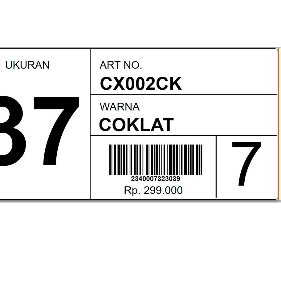 

ƒ Cetak Label Barcode Ukuran 10 x 5 - Label Sepatu - Label Sandal 100 x 50 →