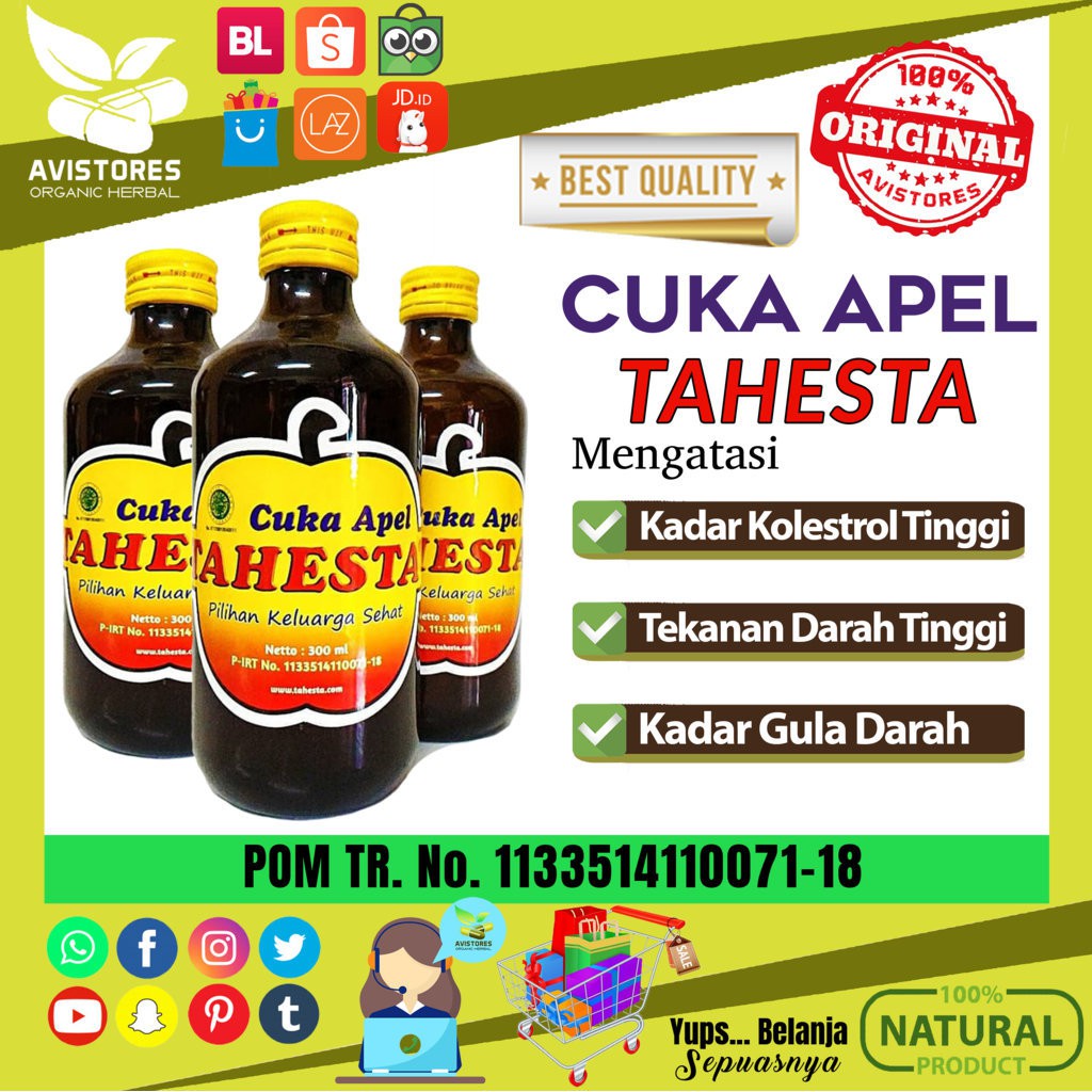 Cuka Apel Tahesta Atasi Kolestrol Asam Urat Stamina 320ml Shopee Indonesia