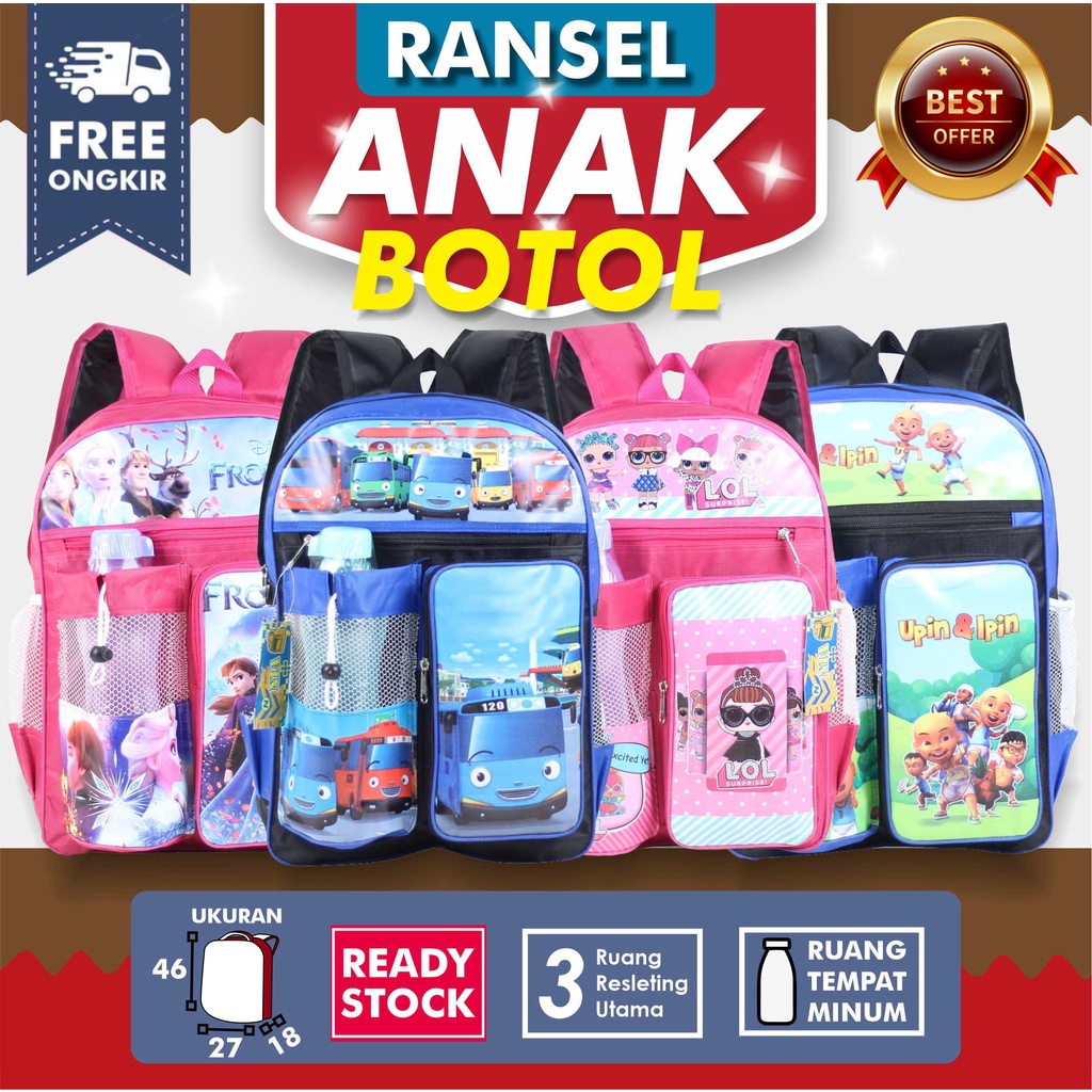 PROMO OBRAL DISKON TAS ANAK PAUD TK SD VARIASI KARAKTER GAMBAR KARTUN LUCU MURAH TERBARU AWET BOTOL