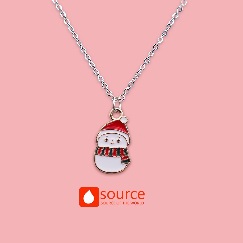 Kalung Rantai Dengan Liontin Bentuk Snowman Chinchilla Bahan Stainless Steel Alloy Untuk Anak