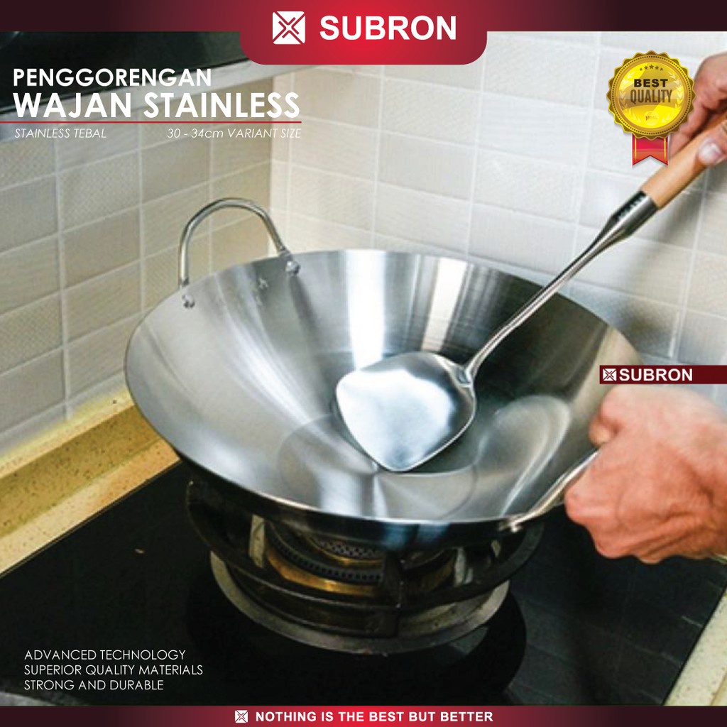 Wajan Kuali Subron Stainless Tebal Wajan Penggorengan Stainless Steel