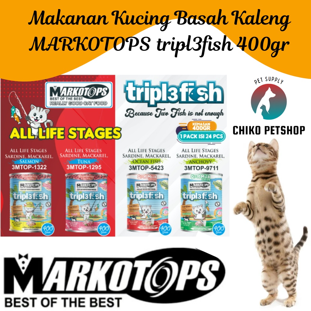 Makanan Kucing MARKOTOPS Kaleng ALL LIFE STAGES TRIPL3FISH 400 gr