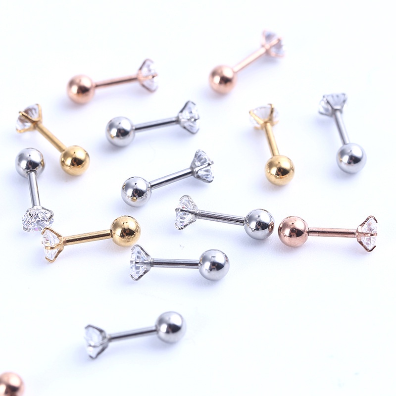 {Ready Stock}❤️‍1Pcs Mini Anting Stainless Anti karat Anti alergi Steel Two Penggunaan Tulang Rawan Tragus Mode Kristal Anting Zirkon