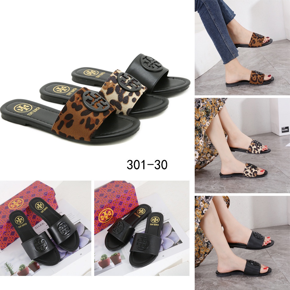 TB Leather and Suede Slide Sandals  #301-30