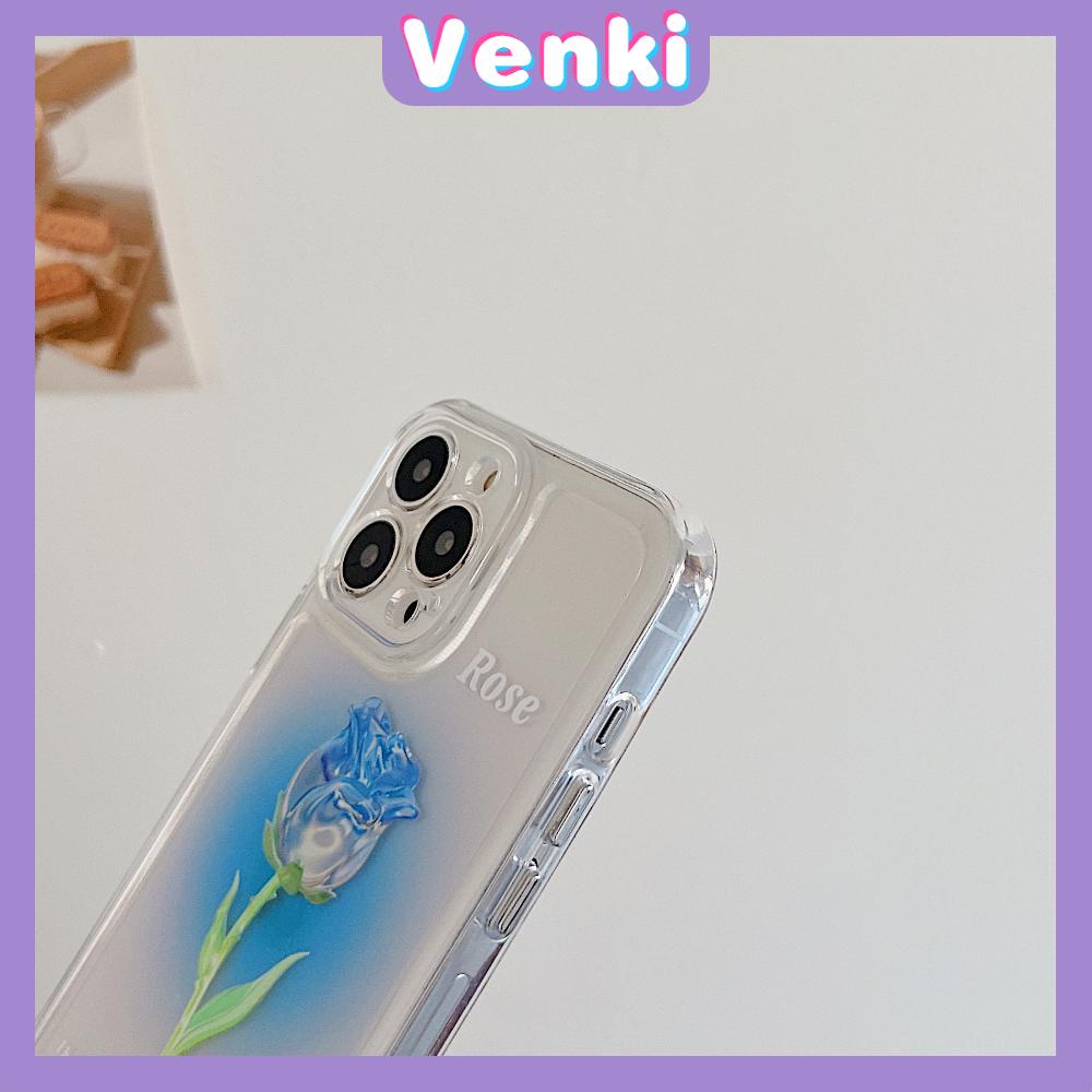 iPhone Case Luxury Silicone Soft Case Clear Case Shockproof Protection Camera Blue Rose Flower Compatible For iPhone 11 iPhone 13 Pro Max iPhone 12 Pro Max iPhone 7Plus iPhone xr