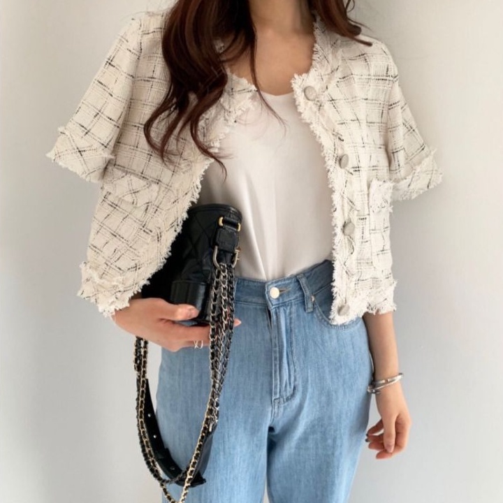 M FESYEN | TWEED KOREAN BLAZER WANITA IMPORT PREMIUM HIGH QUALITY | BLAZER WANITA KOREA IMPORT | OUT