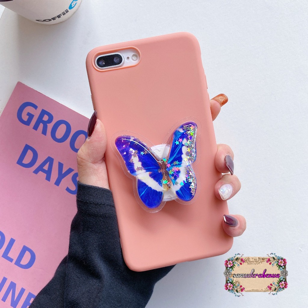 Softcase Popsocket Glitter Candy Oppo Vivo Samsung Xiaomi iPhone Realme All Type SB712