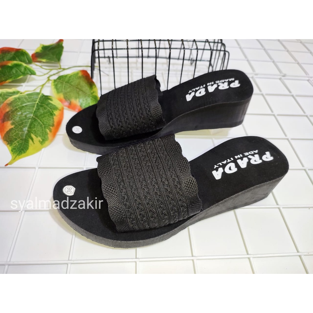 SANDAL WEDGES WANITA RAJUT POLOS NEW 2022