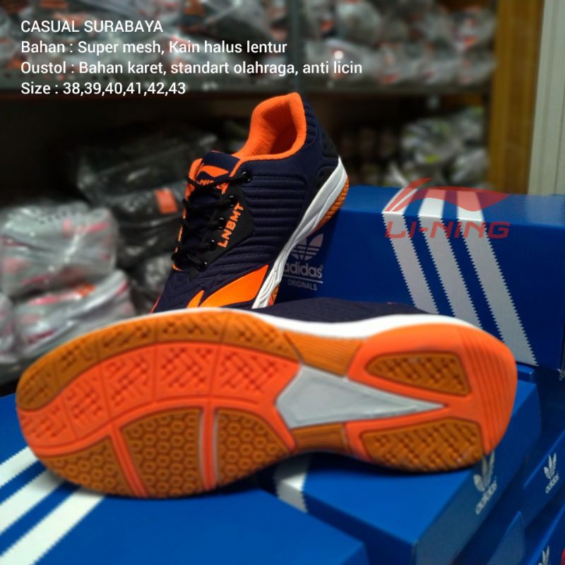 Sepatu Olahraga Badminton Lining Grade Original Navy Orange