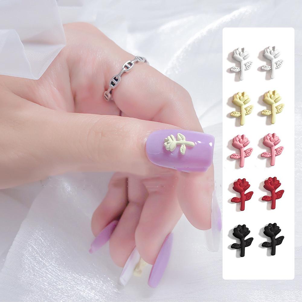 Mxbeauty Bunga Mawar Perhiasan Kuku Musim Panas Elegan Pesona Frosted DIY Nail Art