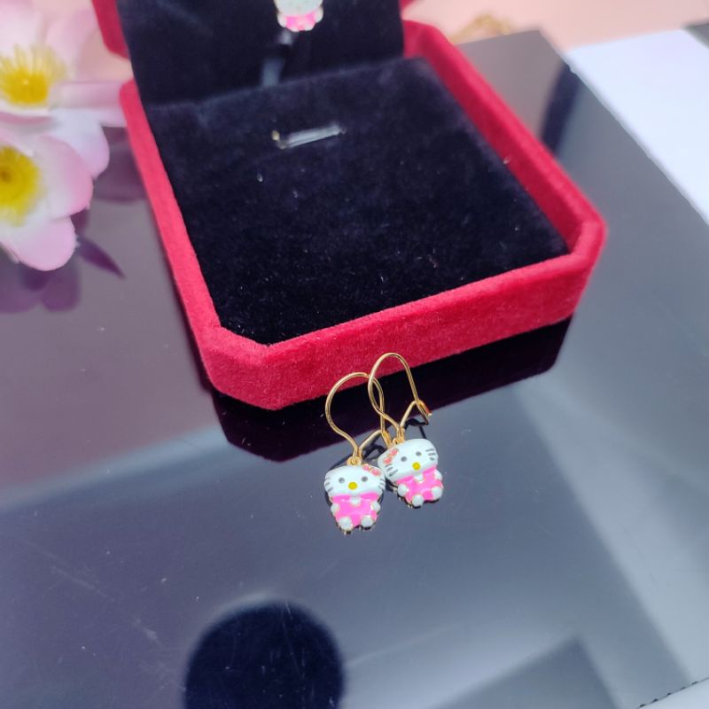 set kalung anak dan anting yaxiya motif hellokitypink