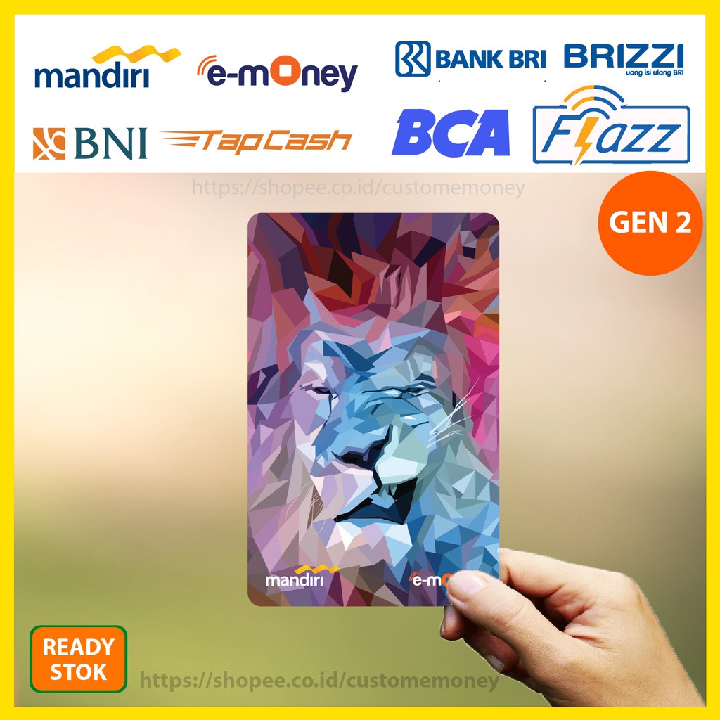KARTU EMONEY DESIGN POPUP ART LION SINGA KUMPULAN 7 ETOLL E-MONEY MANDIRI FLAZZ TAPCASH BRIZZI-1SISI