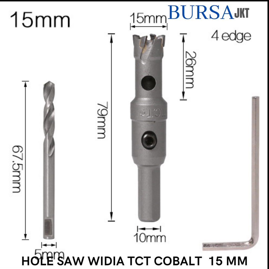 HOLE SAW TCT WIDIA M35 COBALT MATA BOR PELUBANG BESI KUNINGAN PLAT TEBAL 14 - 85 MM