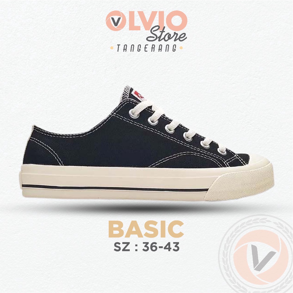 VENTELA Basic Low Black Natural - Sepatu Sneakers Canvas Original