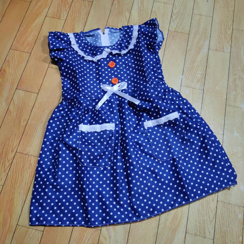 Dress anak 2 3 tahun polka saku dress katun anak cewek perempuan ( dress sailormoon POLKA )