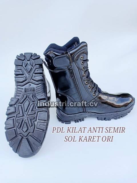 (LA-02 &amp; FREE KAOS KAKI) Sepatu PDL TNI Kilap Tanpa di Semir | PDL Dinas Lapangan Satpam Security POLRI Pria Resliting