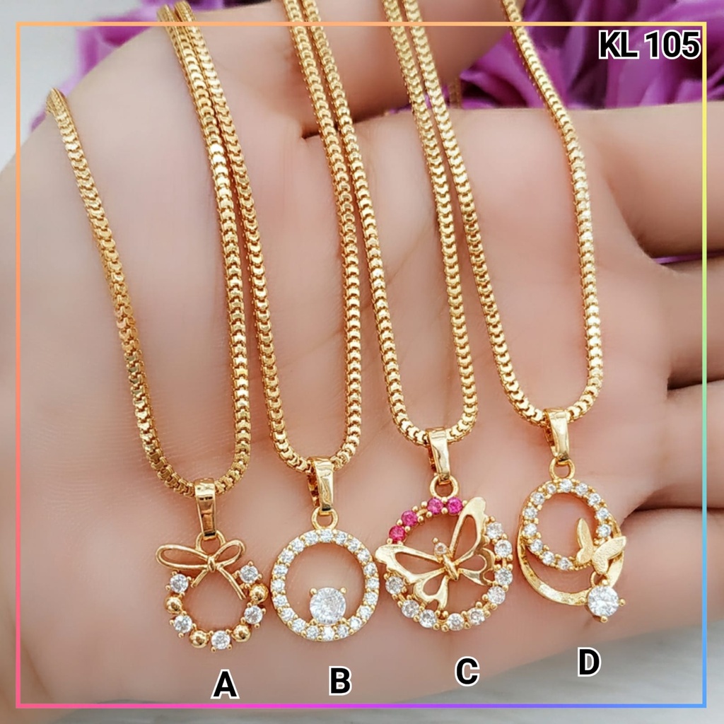 Kalung xuping kalung milano dewasa bulat kupu permata perhiasan wanita lapis emas KL 105