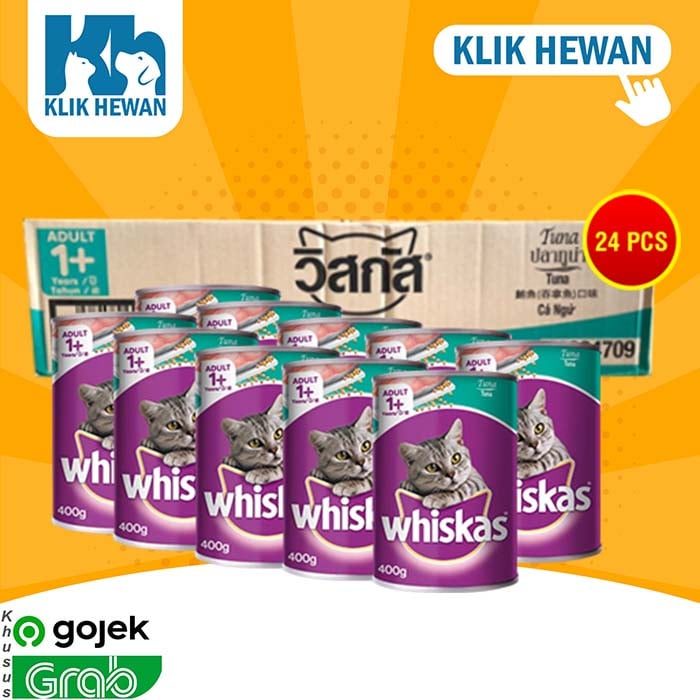 GOSEND Makanan Kucing Whiskas Kaleng Wetfod Grosir Dus Isi 24 PCS 400GR