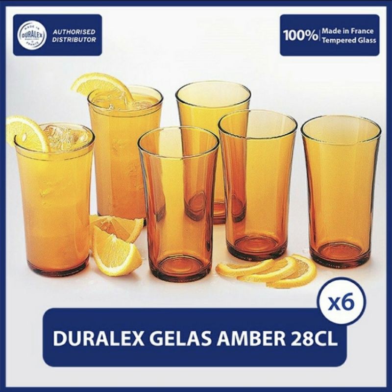 Gelas Duralex | Tumbler Amber 28 cl | Tempered Glass | Isi: 6 pcs