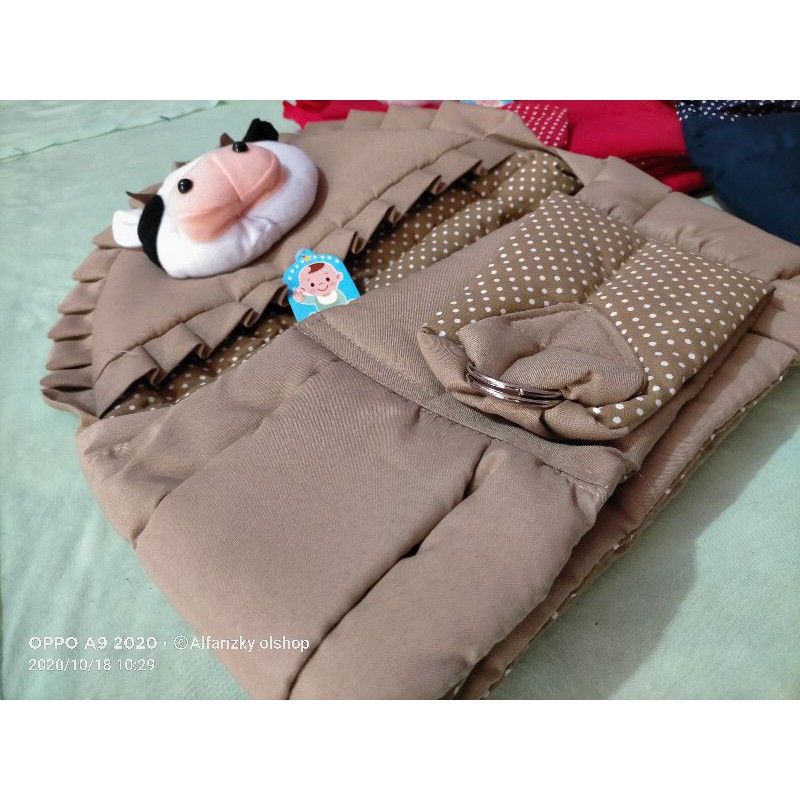 Gendongan bayi samping, ring Sling katun twill boneka sapi