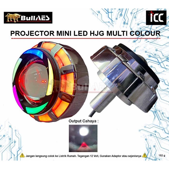 Lampu Projie Mini led 3 mode multi colour ulir HJG