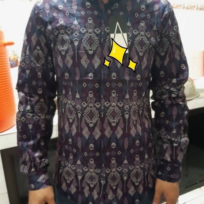Kemeja Batik Songket Purple Panjang Slim Fit Kerja Kantor Batik Pria