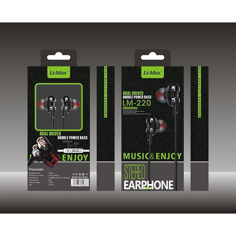 Earphone Li-Max L110 Hi-Fi SOUND POWERFULL BASS