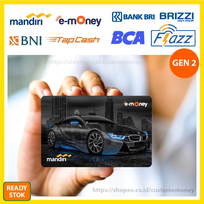 KARTU EMONEY MOBIL SPORT OTOMOTIF 15 ETOLL E-MONEY MANDIRI FLAZZ BCA BNI TAPCASH BRI BRIZZI - 1 SISI