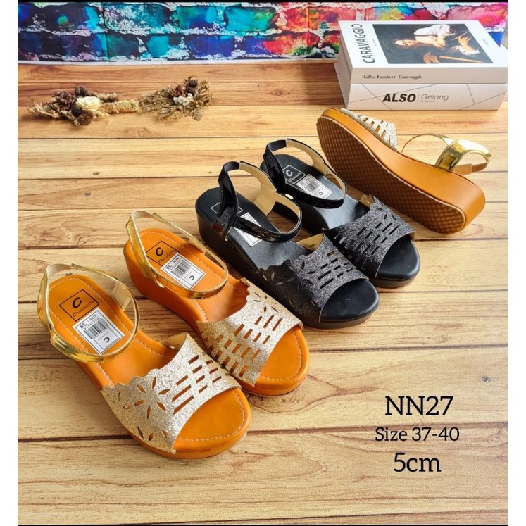 ABBUSHOES Nn 27 wedges sol karet  pasir tali mochi-mochi 5cm