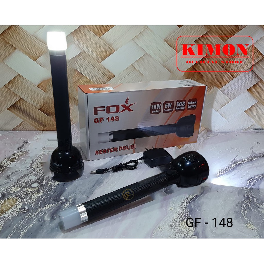 SENTER POLISI FOX GF148 SENTER EMERGANCY RECHARGEABLE LAMPU DARURAT