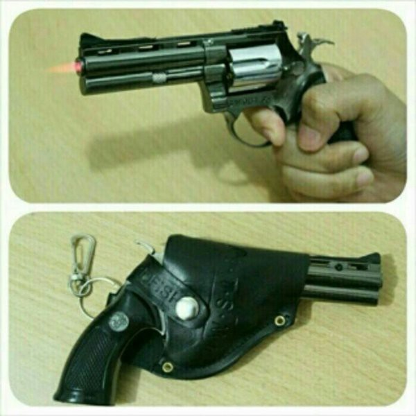 Super Sale! Korek Api Gas Model Pistol REV0LVER, Bonus Sarung, Lighter, Murah, Mantap