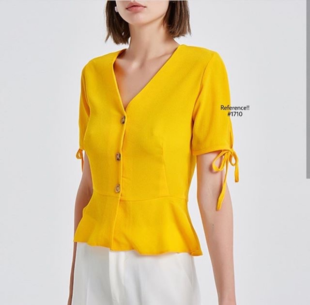 Zaraa Button Down Top With Ribbon