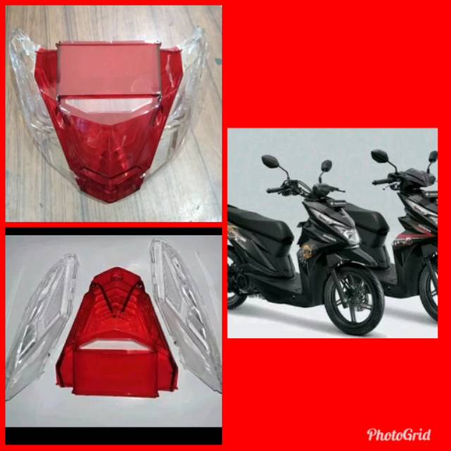 Mika kaca lampu stop belakang beat fi new eco steet 2016 2017 2018 2019 merah putih